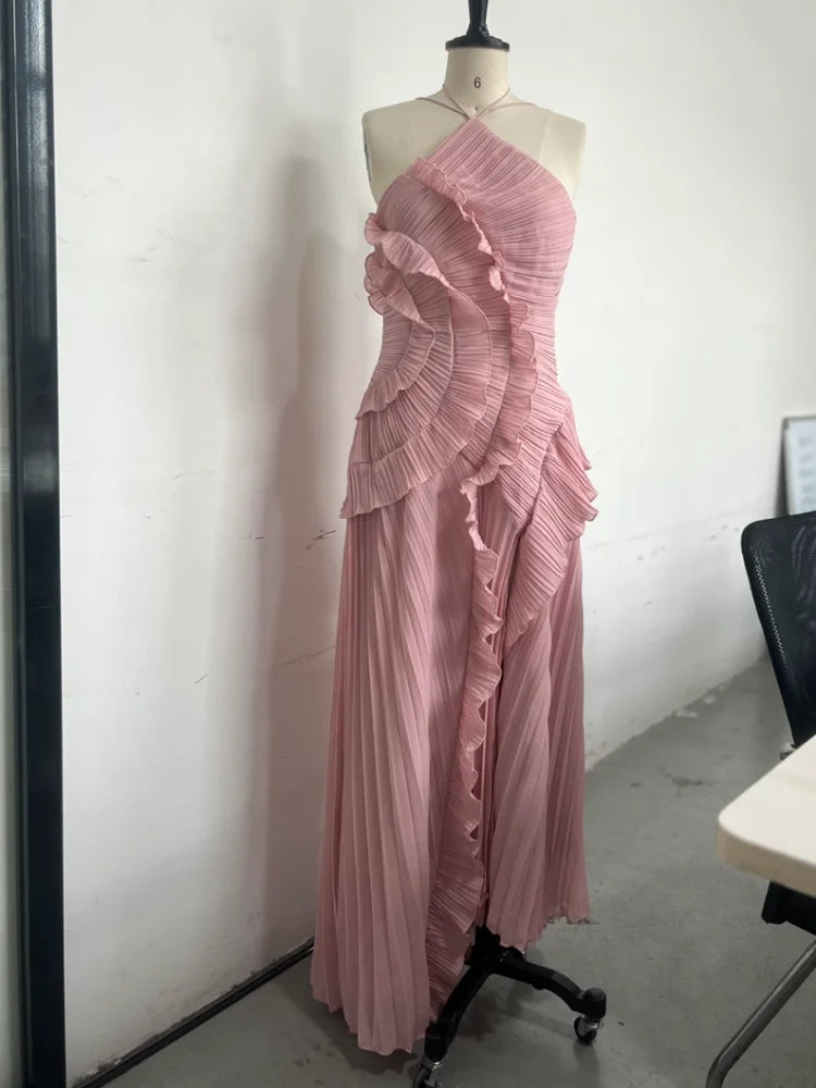 Chiffon Halter Maxi Dress