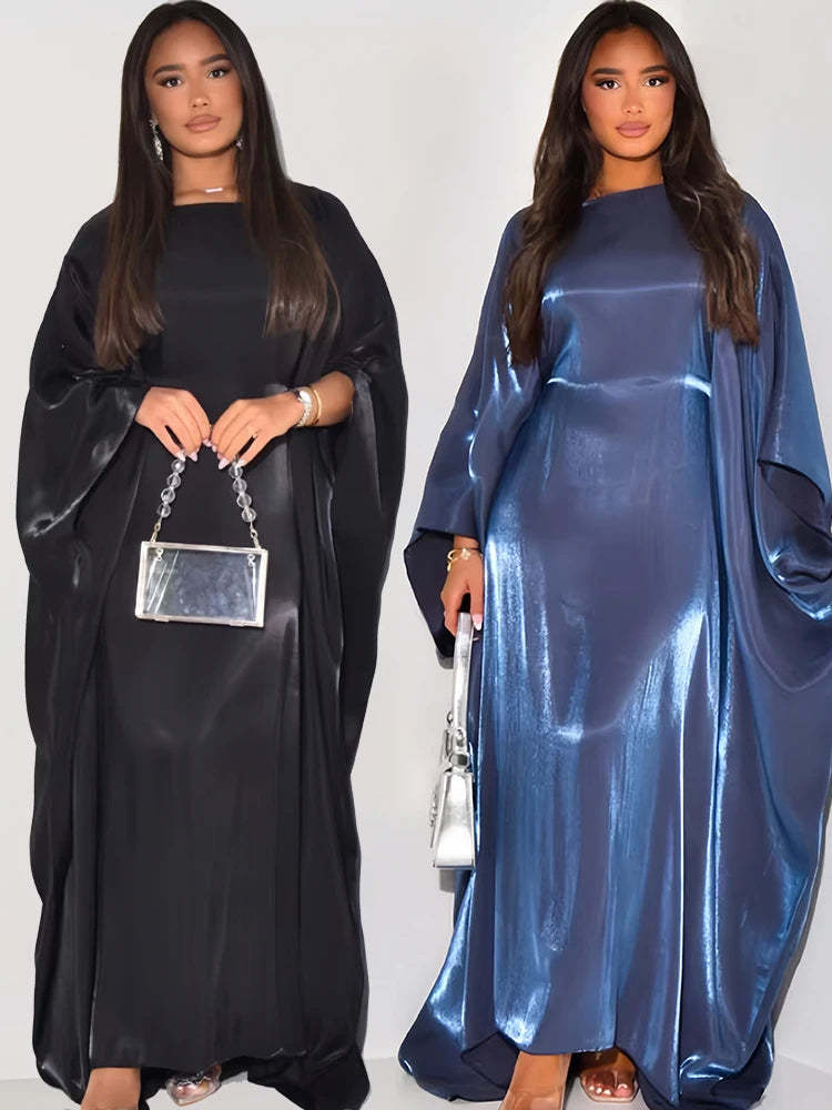 Women’s Summer Satin Butterfly Abaya Dress
