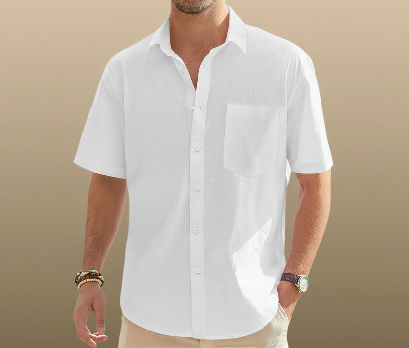 Men's Cotton Linen Short Sleeve Shirt