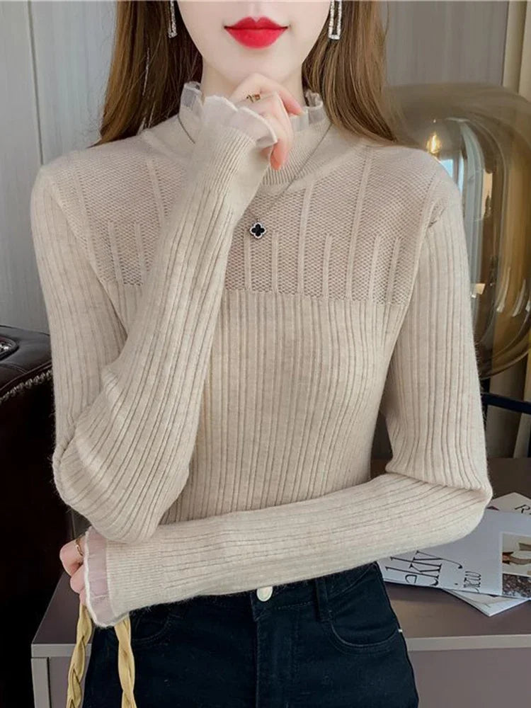 Lace Mock Neck Sweater
