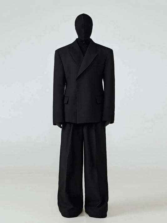 Mauroicardi Men’s Black Peaked Lapel Single-Button Blazer