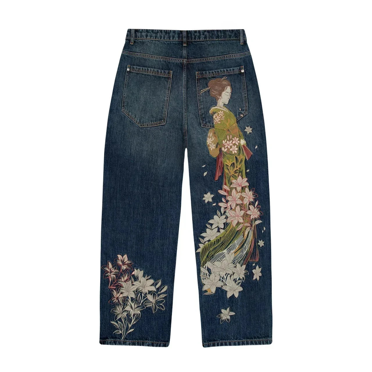 Unisex Y2K Embroidered Baggy Jeans