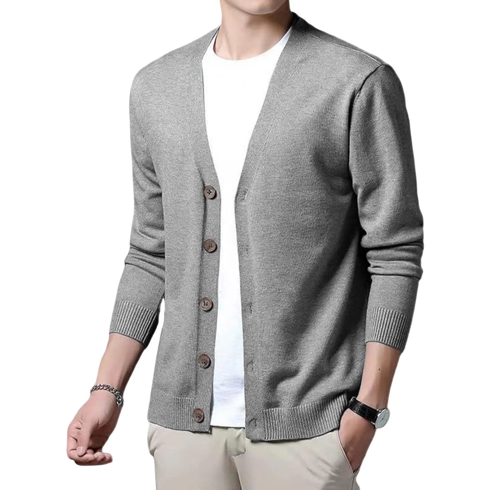 Ribbed V Neck Cardigan