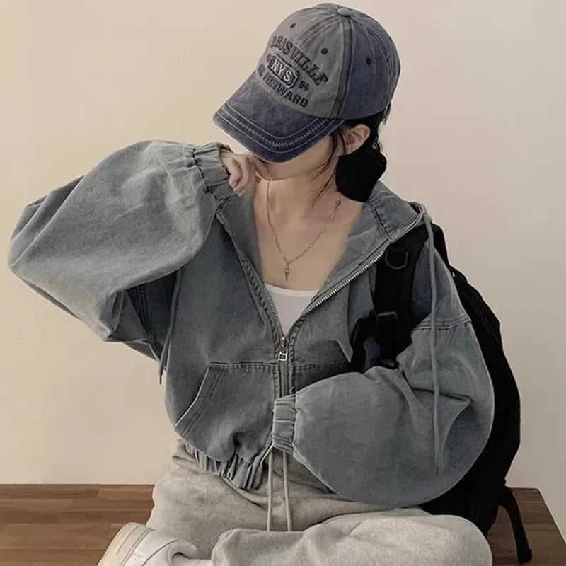 Women’s Korean Style Hooded Denim Jacket