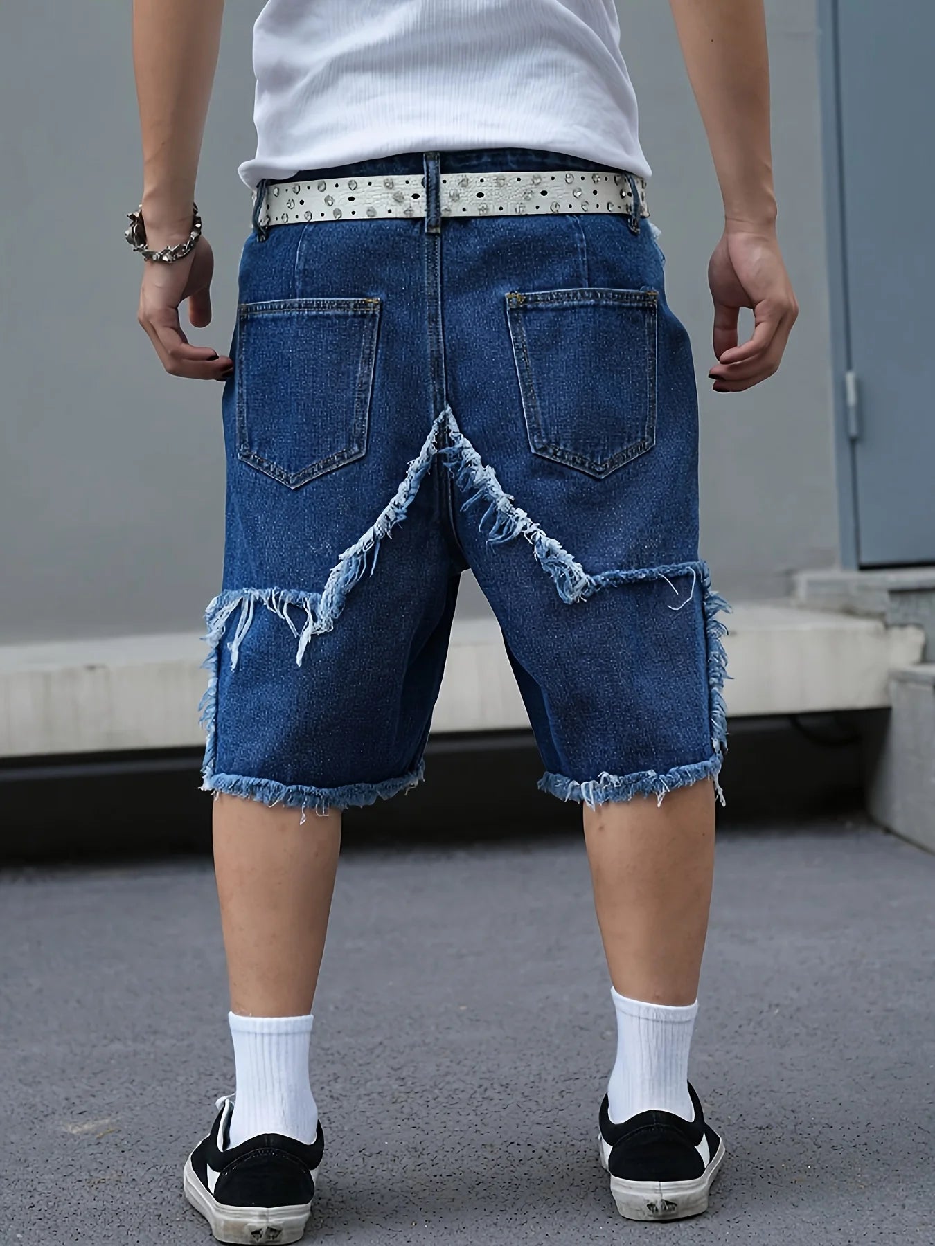 Men's Tattered Denim Shorts