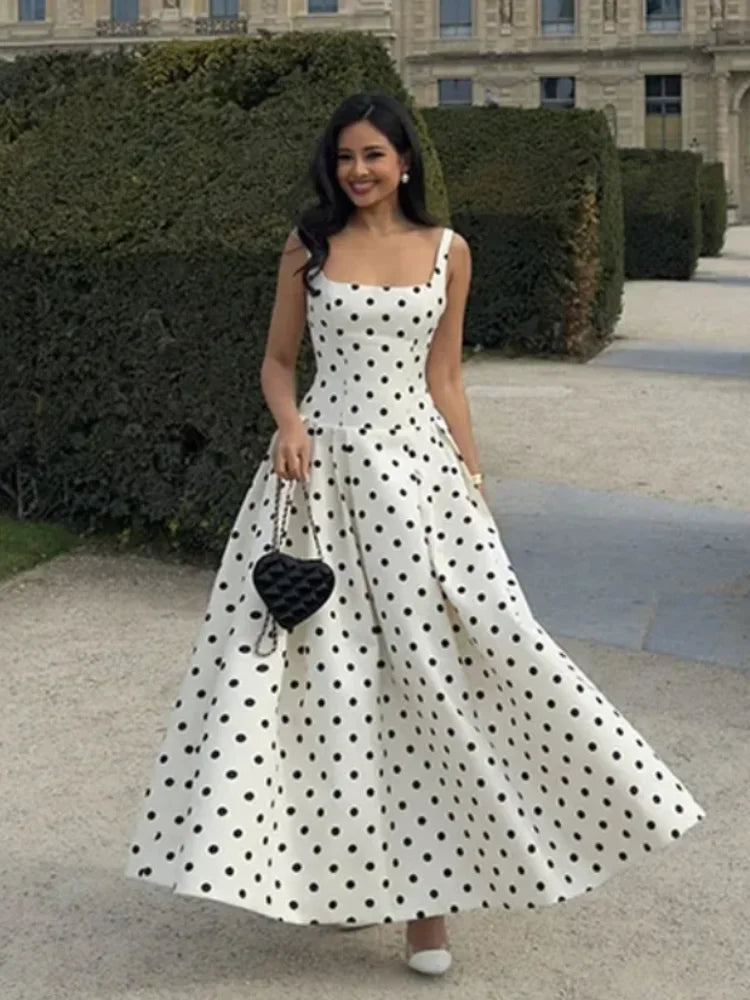 Elegant Polka Dot Maxi Dress