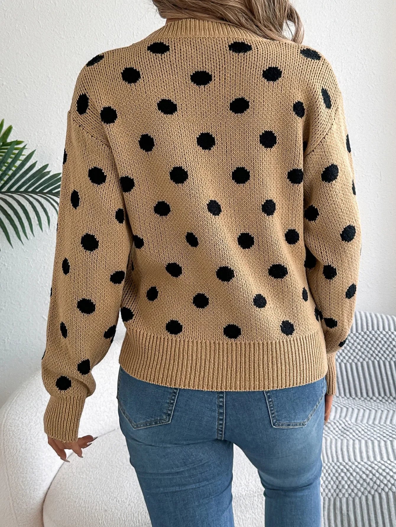 Polka Dot Contrast Sweater