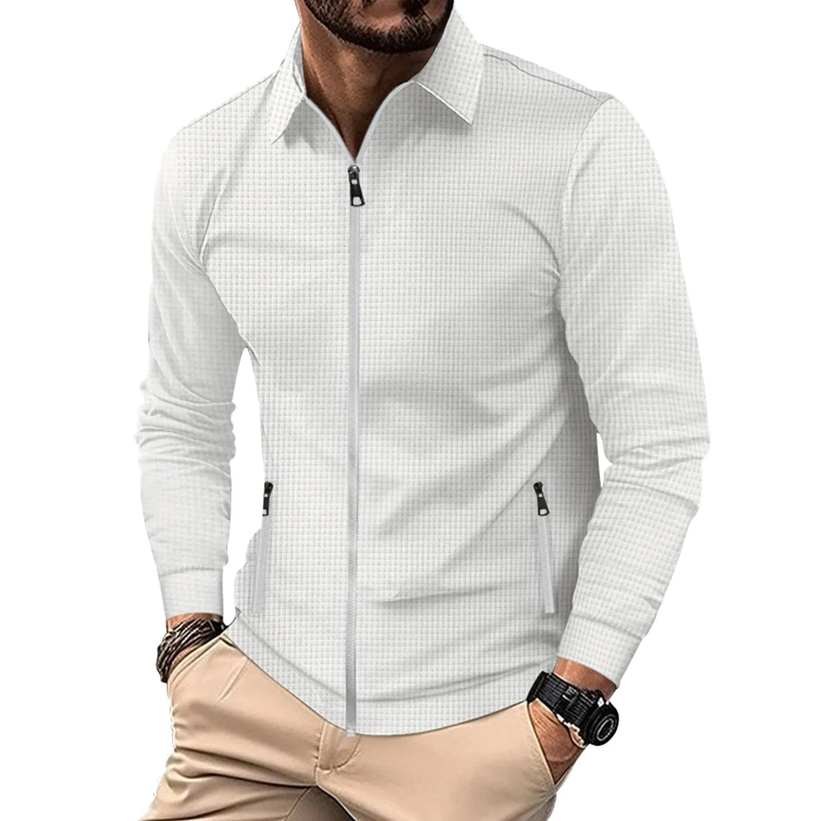 Mens Zippered Knit Cardigan