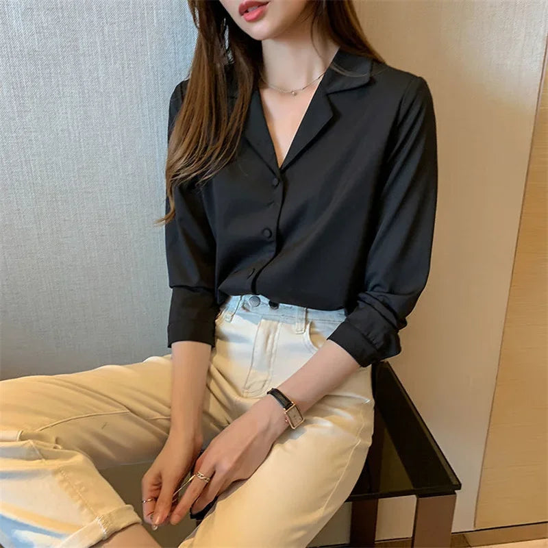 Notched Collar Blouse