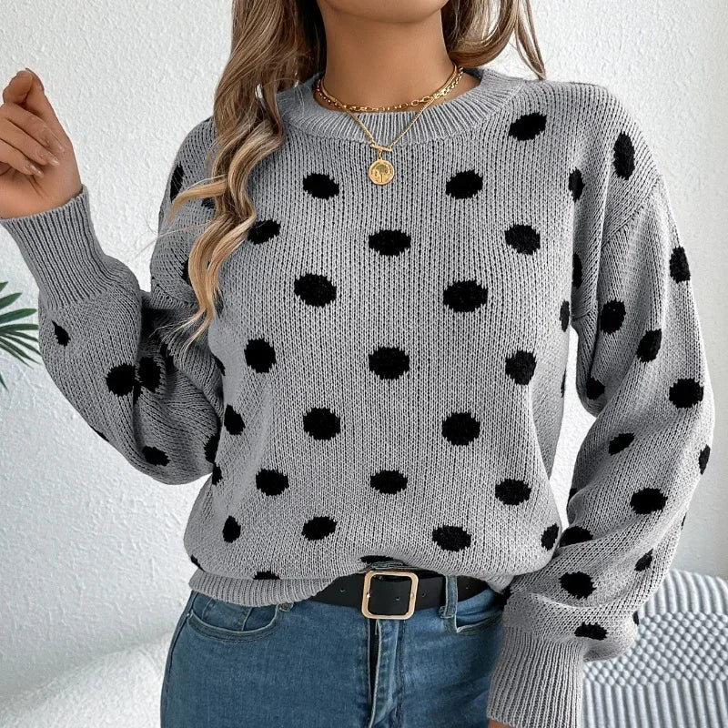 Polka Dot Contrast Sweater