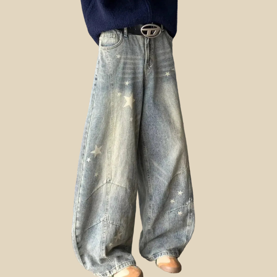 Print Straight Leg Jeans
