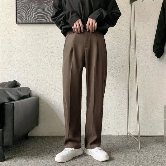 Men’s Brown/Black Korean Casual & Formal Straight Pants