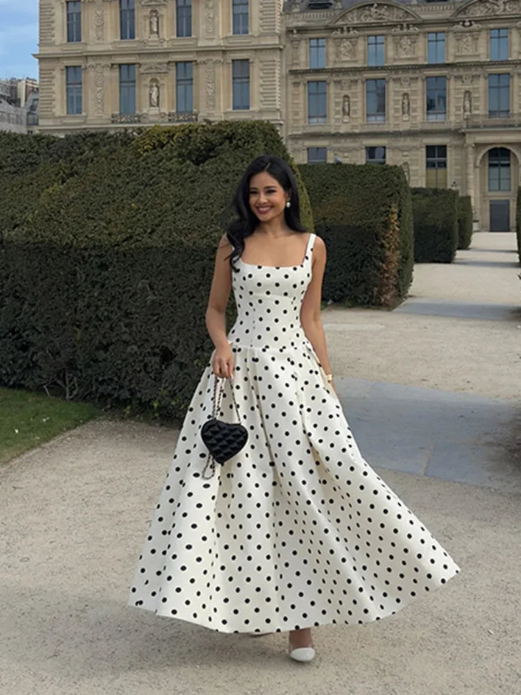 Elegant Polka Dot Maxi Dress