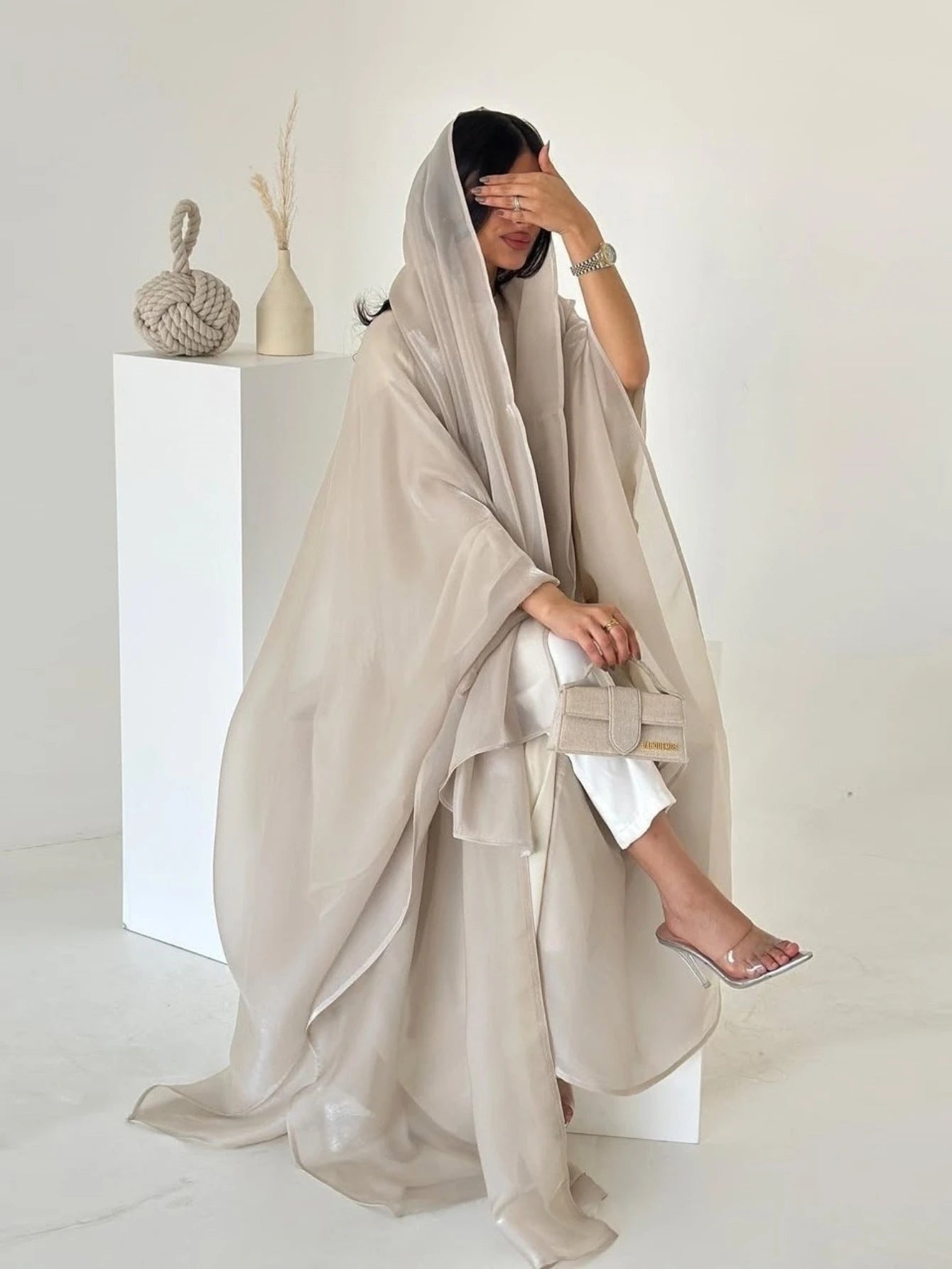 Women Silky Abaya with Scarf