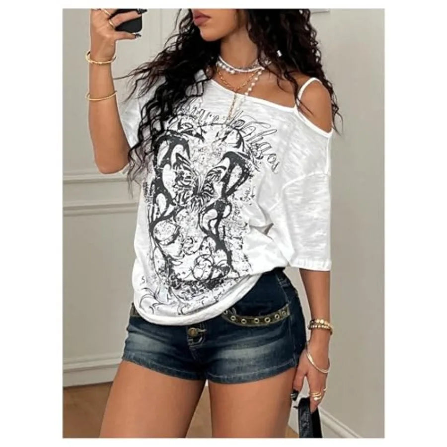 Women's Off Shoulder Gothic T-Shirt
