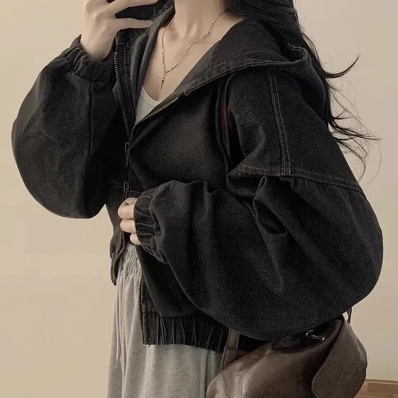 Women’s Korean Style Hooded Denim Jacket