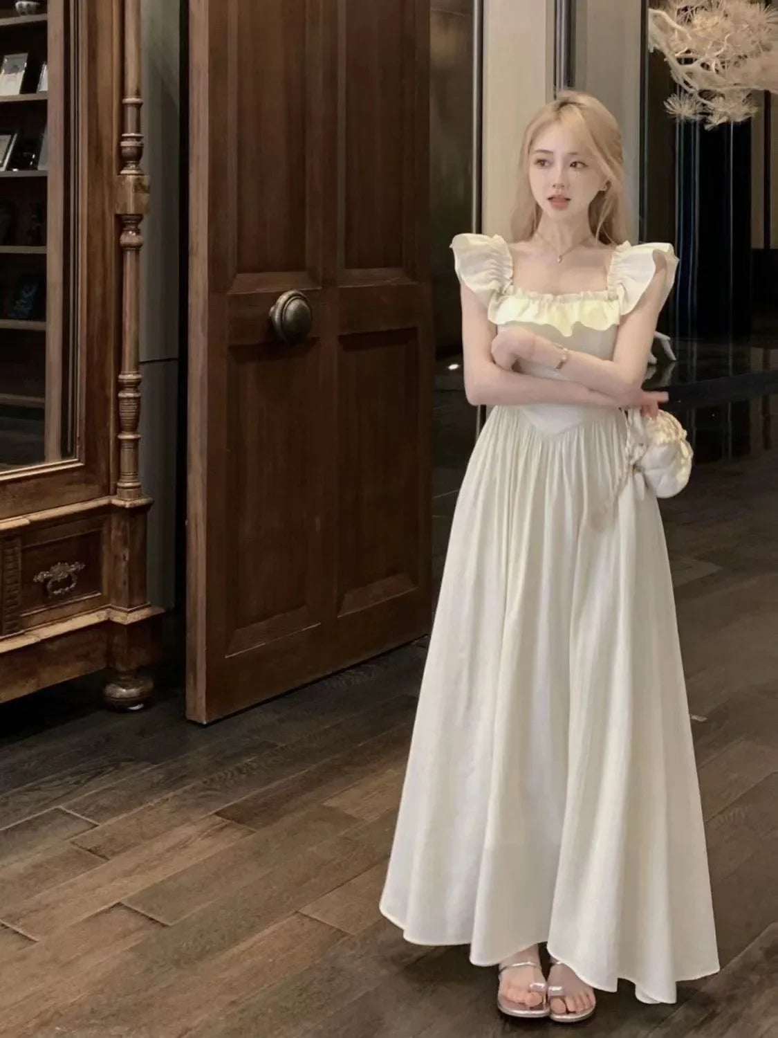 Peach Gelatinous Slip Dress