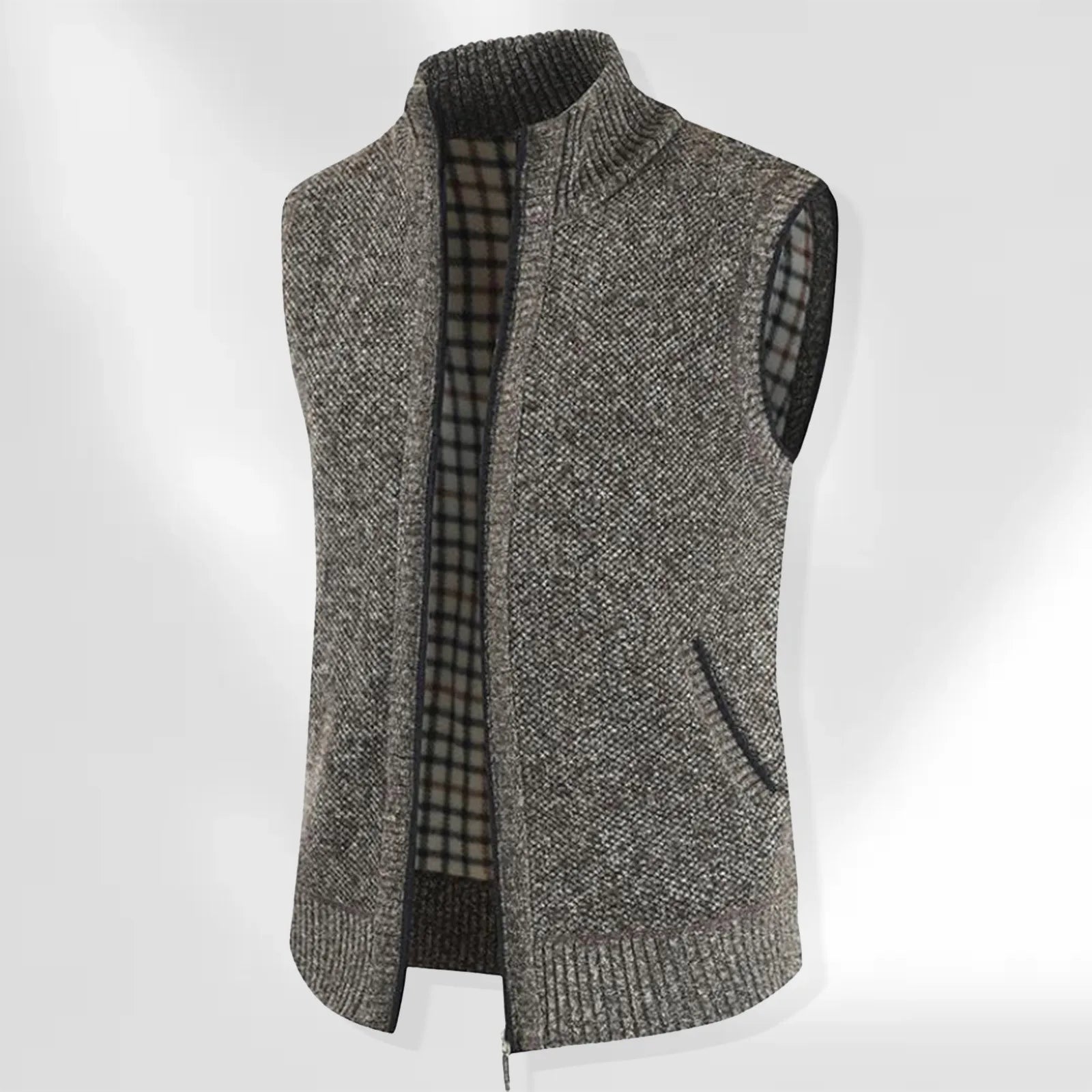 Plaid Turtleneck Sweater Vest