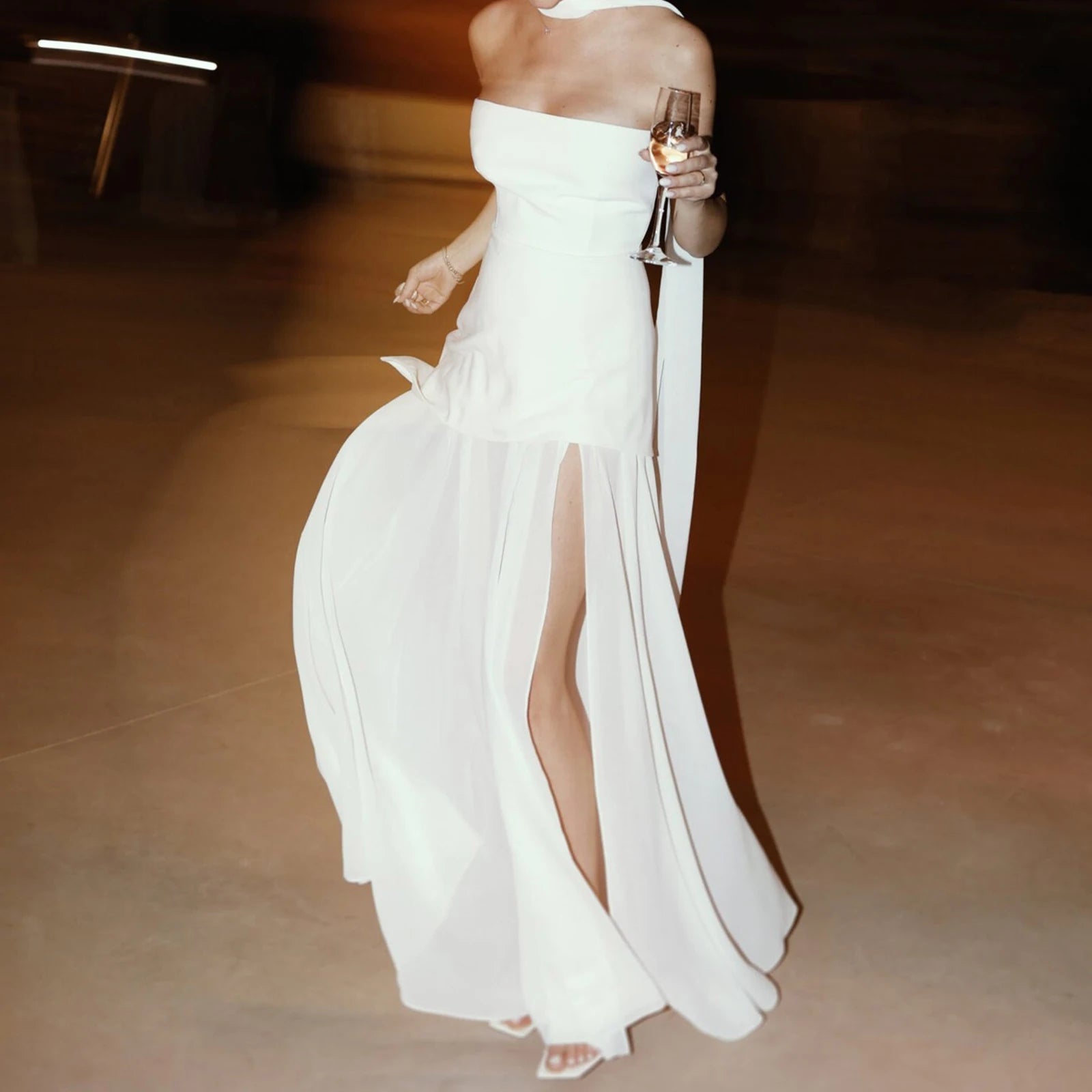 Ruffle Hem Tube Dress