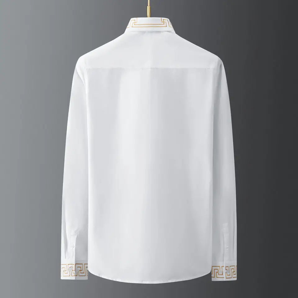 Men’s Summer Casual Long Sleeve Embroidered Shirt
