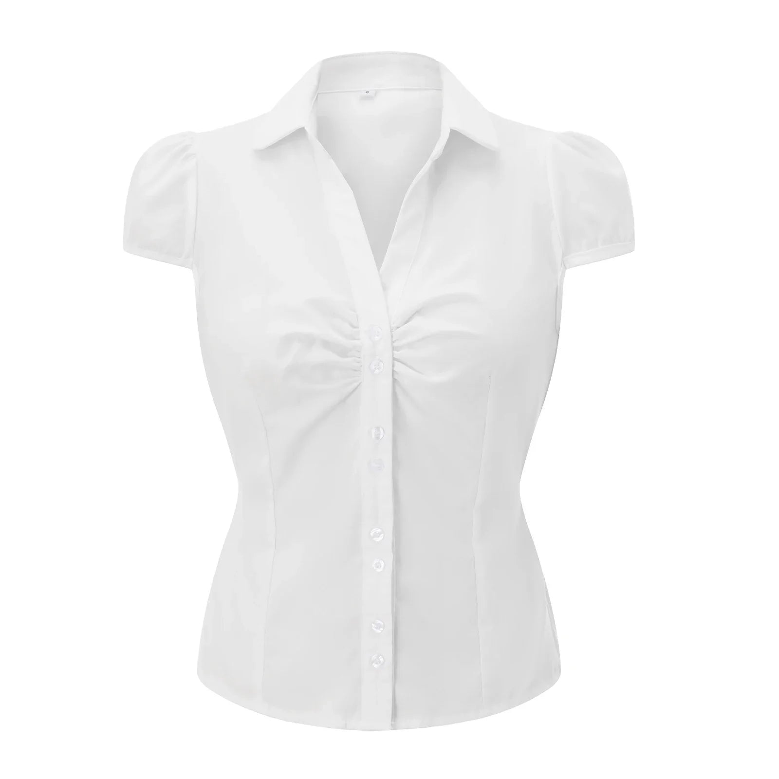 Women's Kawaii Shirred White Shirt