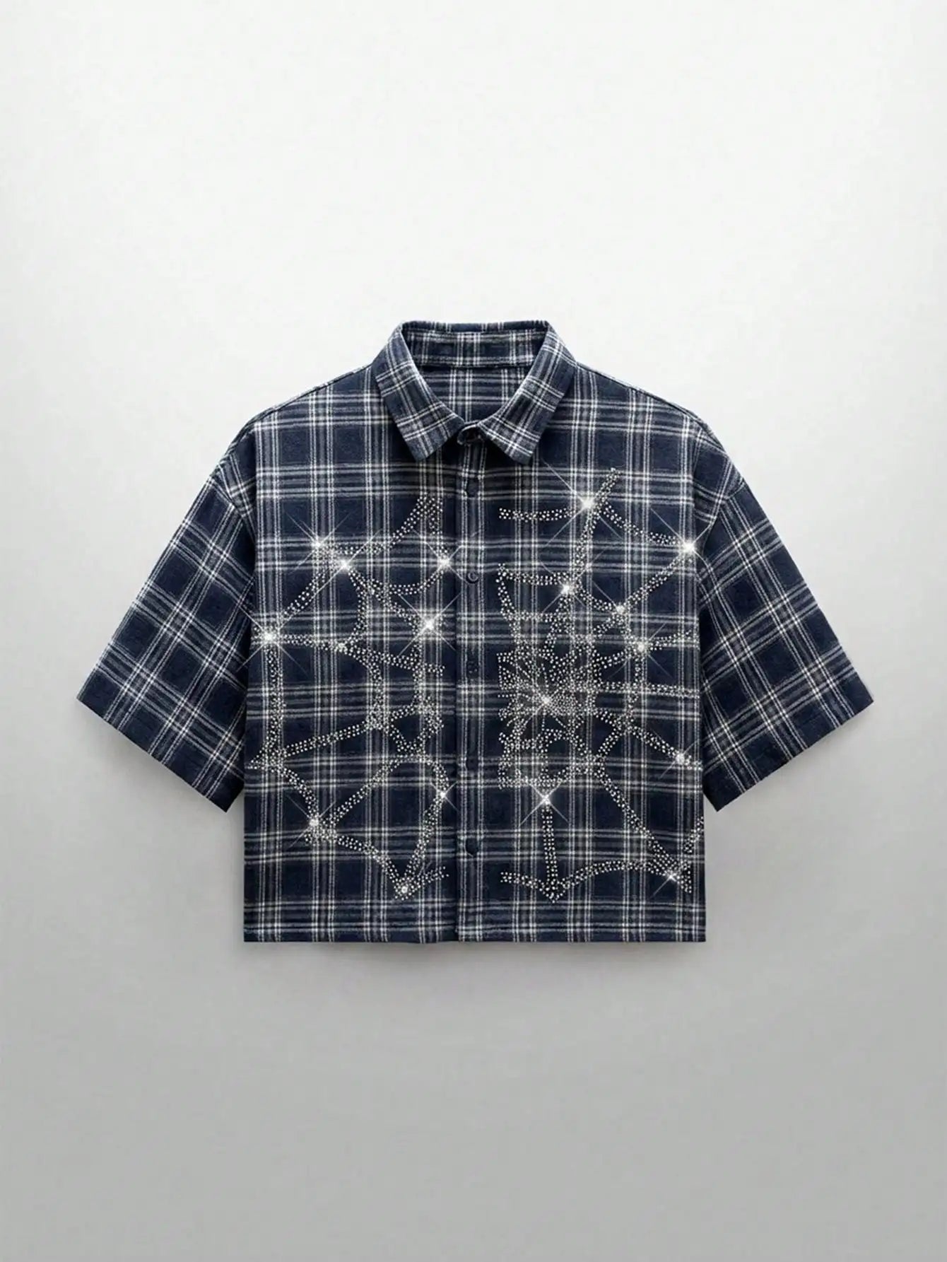 Men Plaid Shirt Spider Web Design