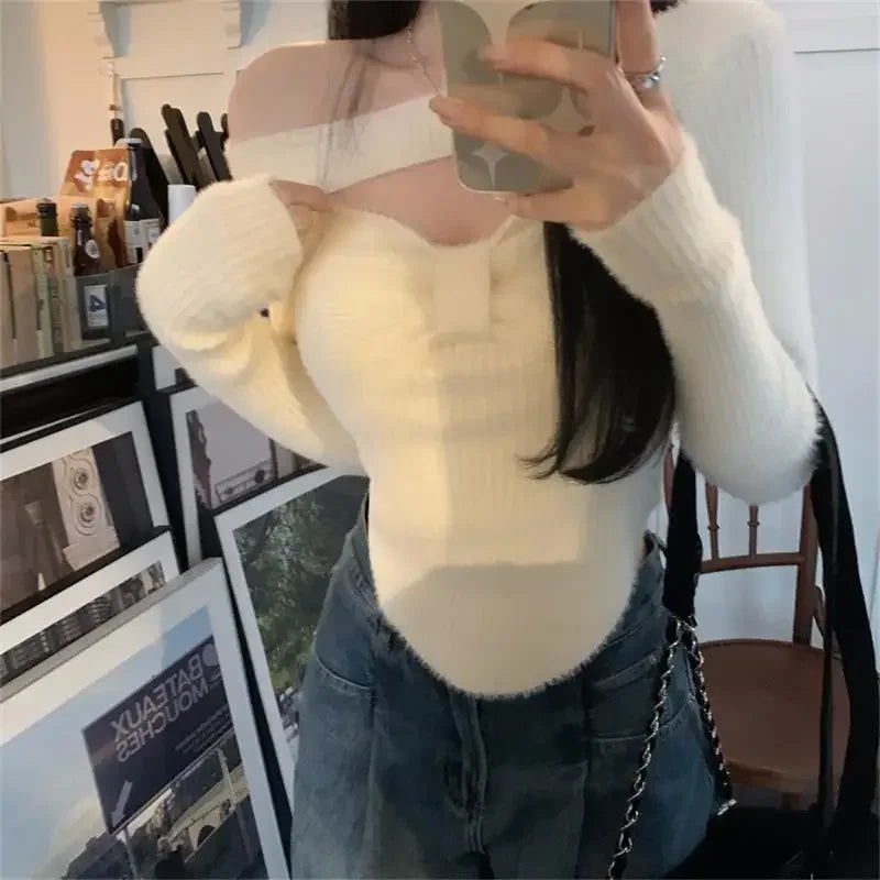 Y2K Crop Knit Sweater