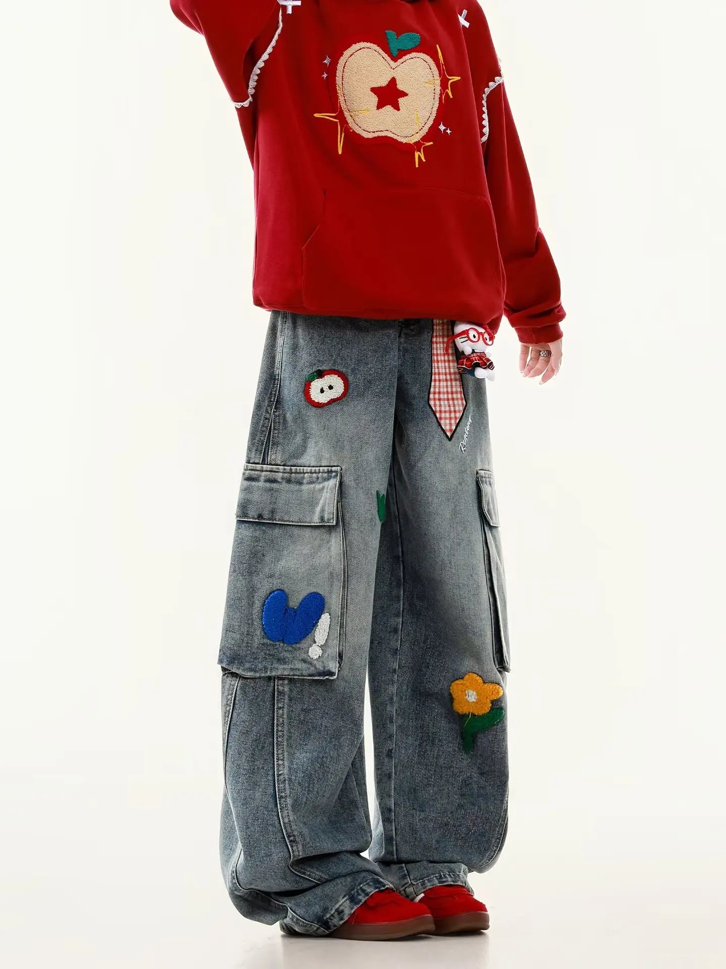 Women’s Embroidered High-Waist Loose Jeans