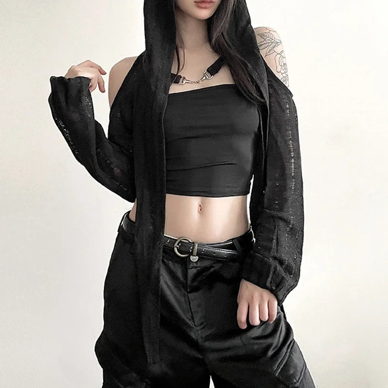 Y2K Gothic Crop Cardigan