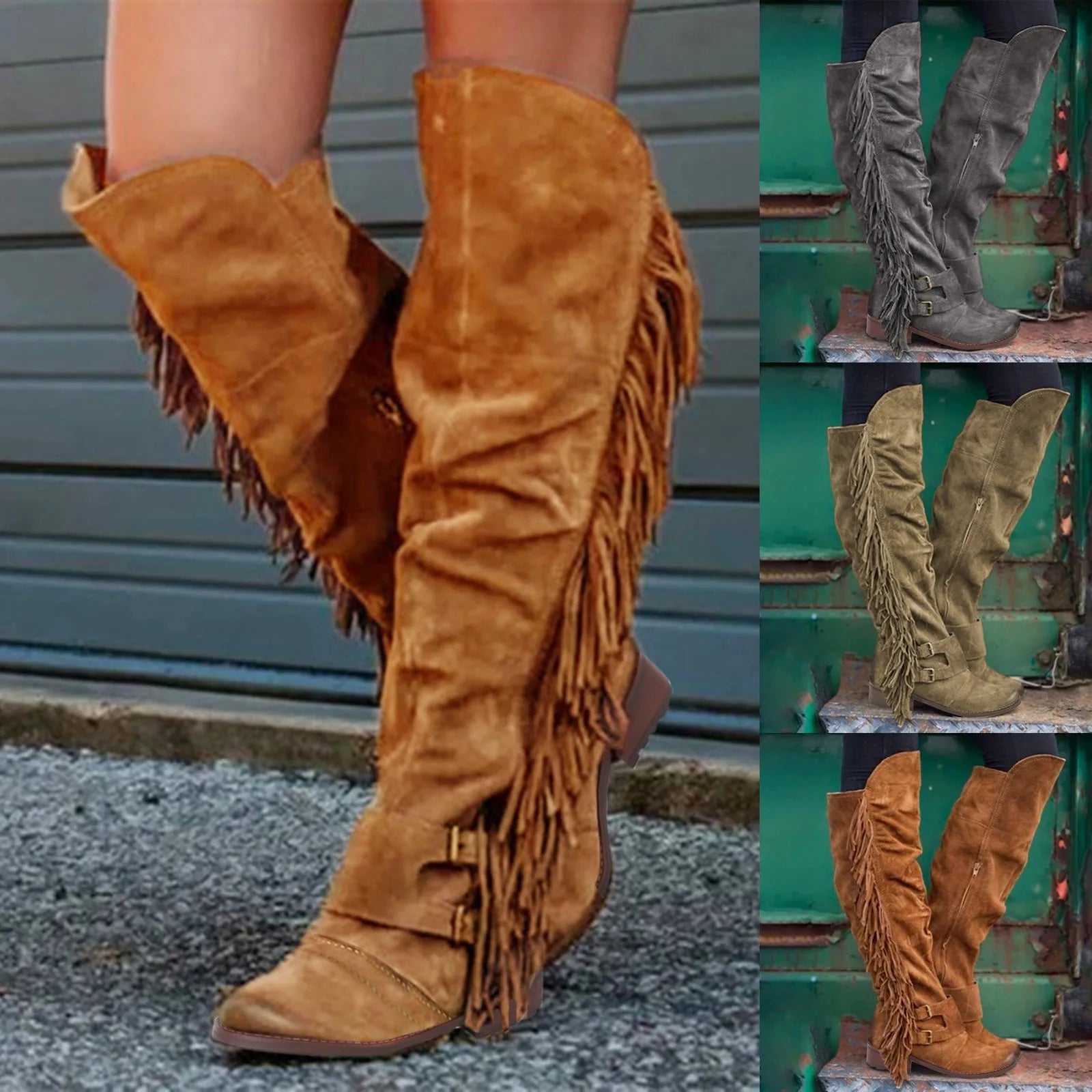Knee Lace-Up Boots
