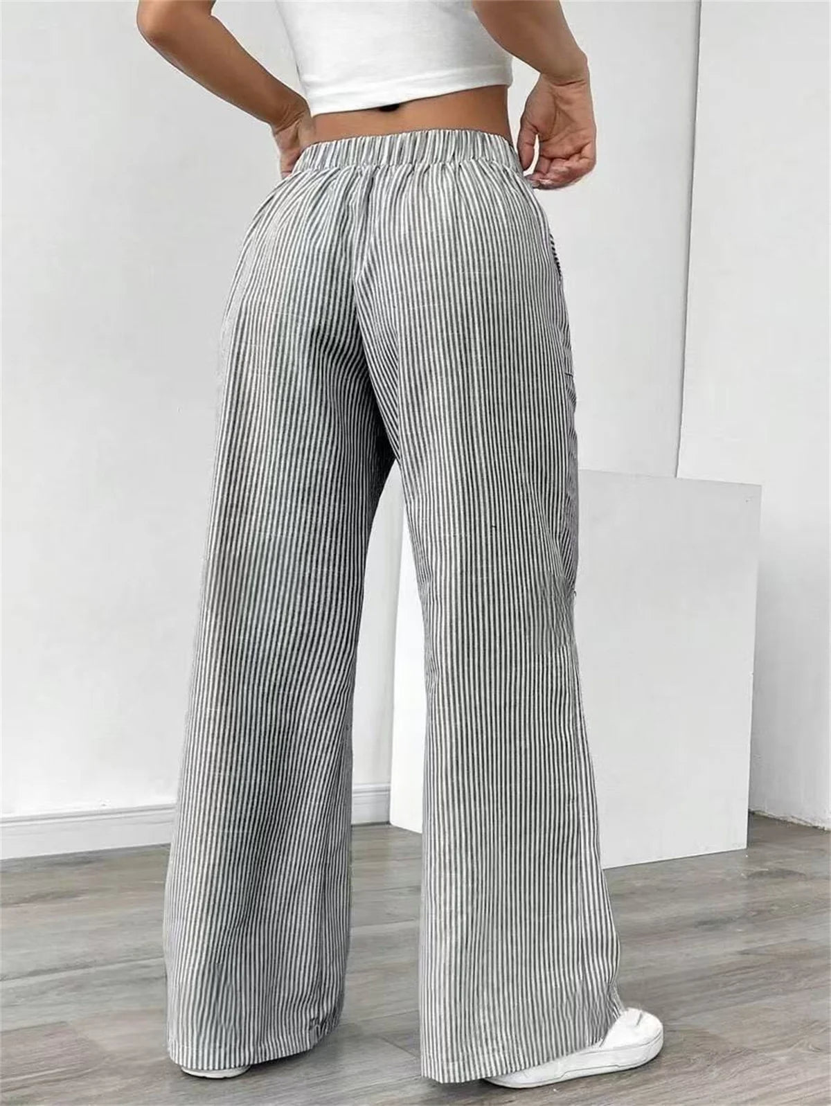 Stripe Wide-Leg Pants