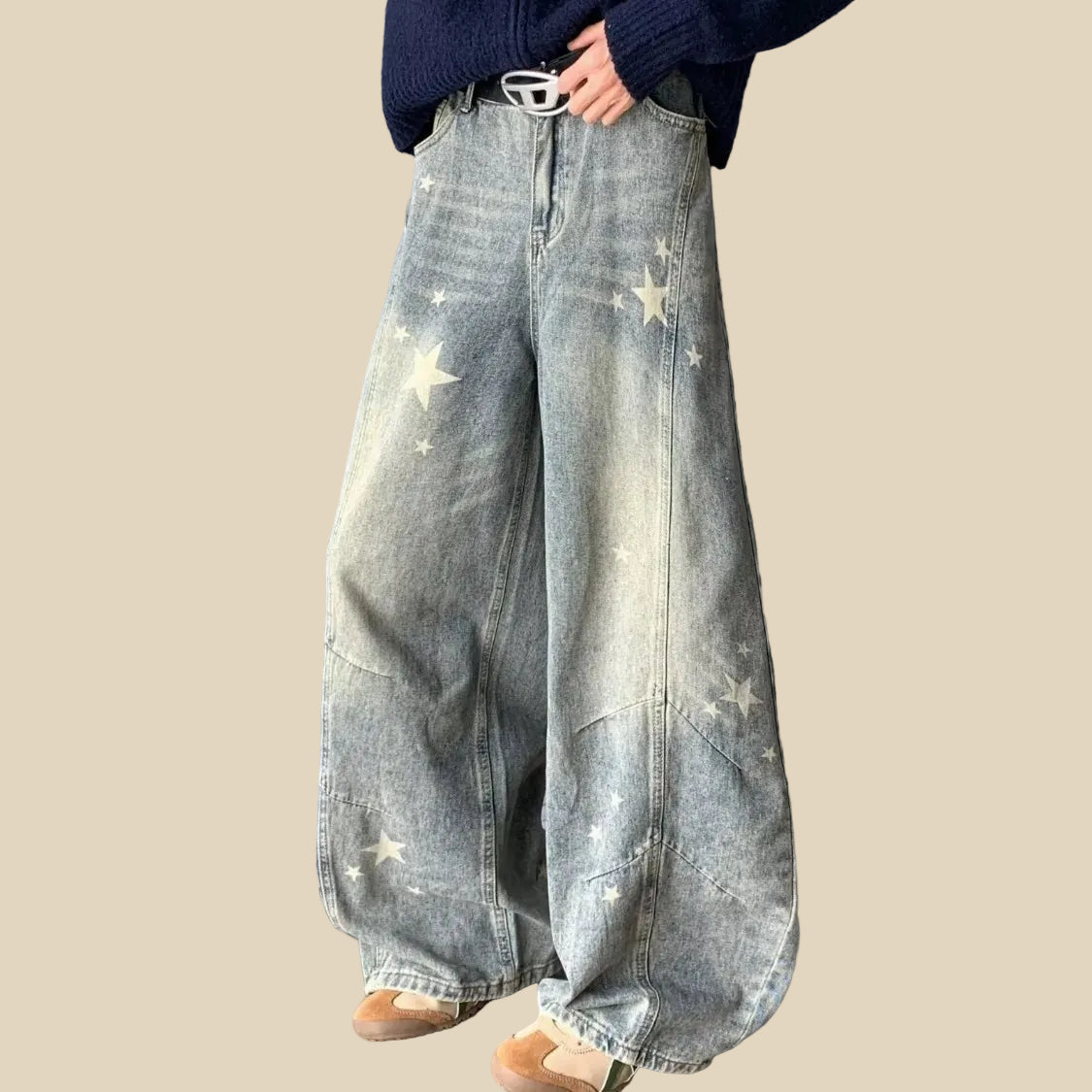 Print Straight Leg Jeans
