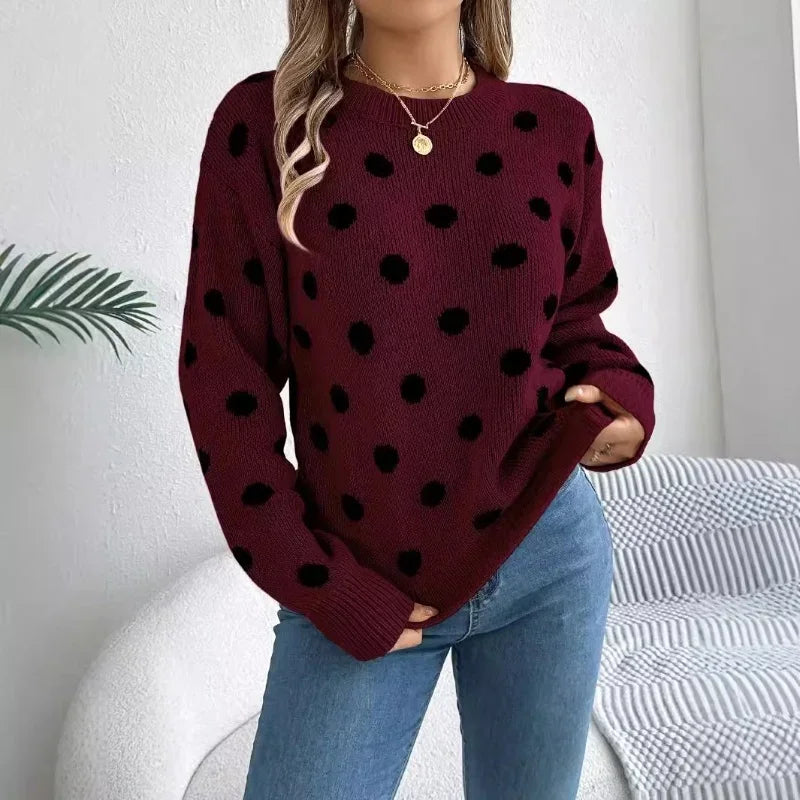 Polka Dot Contrast Sweater