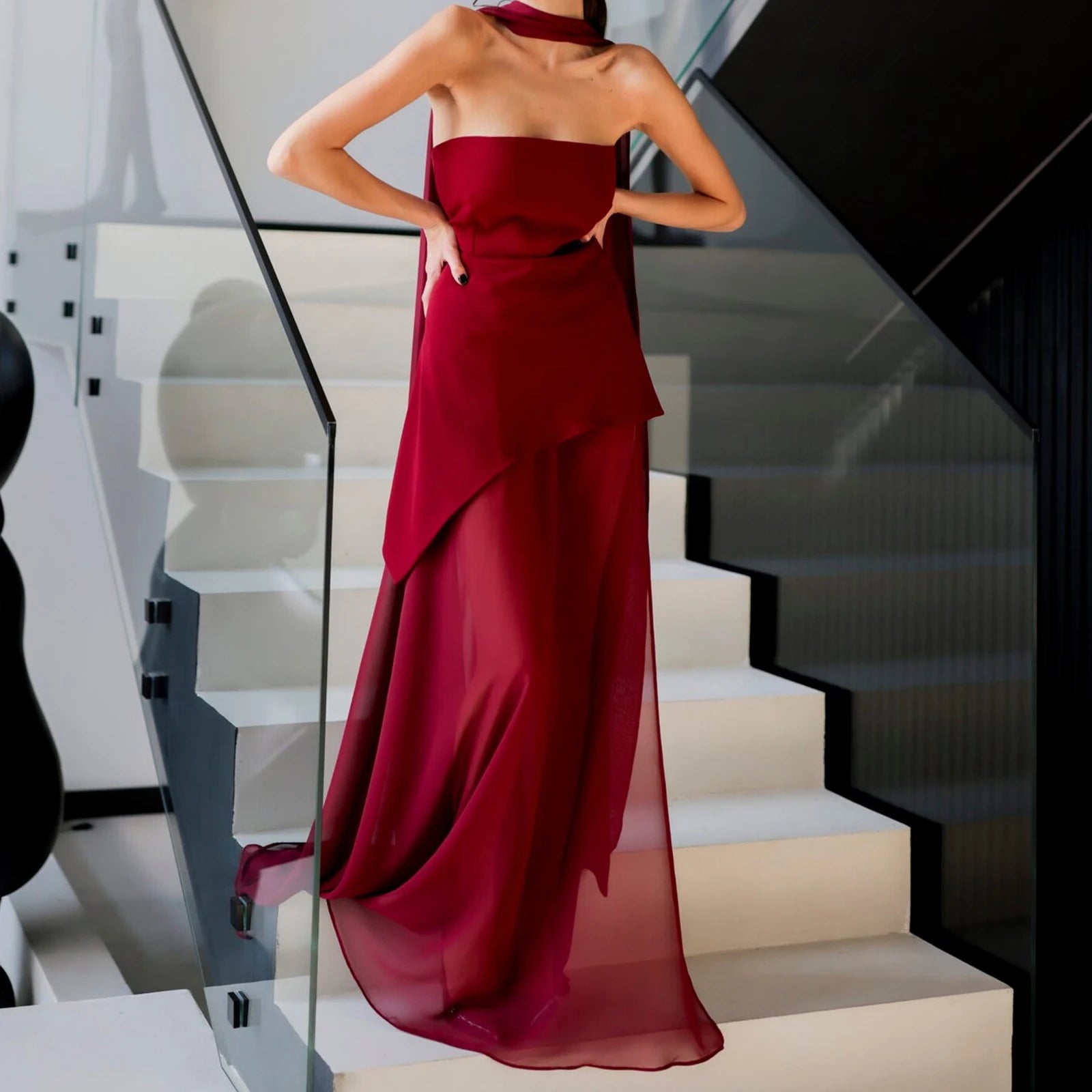 Ruffle Hem Tube Dress