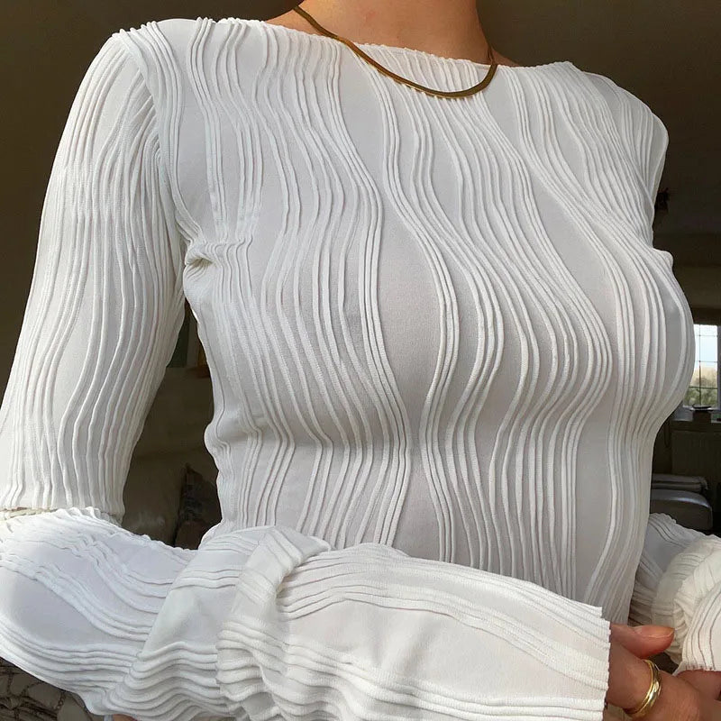Ruched Long Sleeve Crop Top