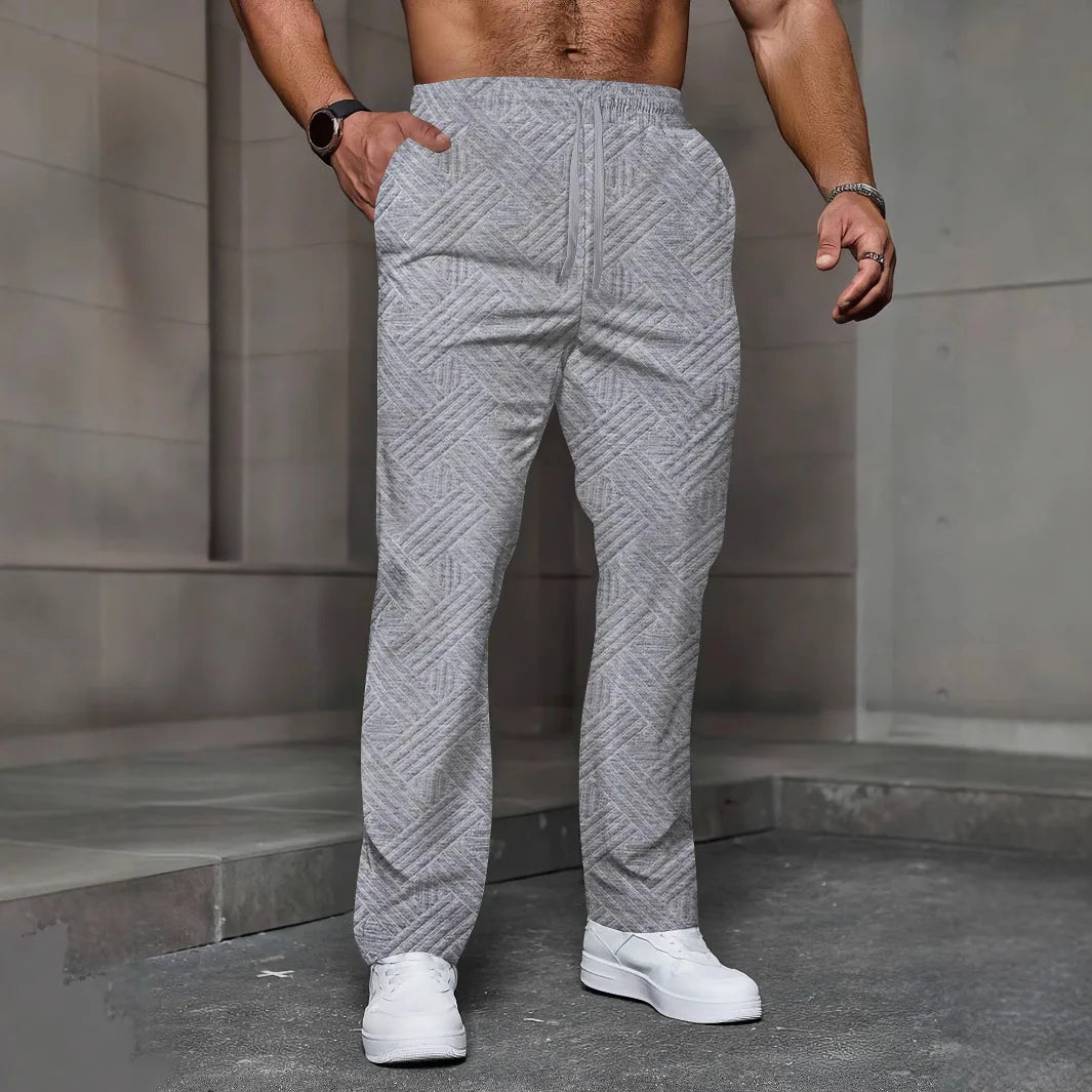 Men’s Casual Jacquard Elastic Waist Street Pants