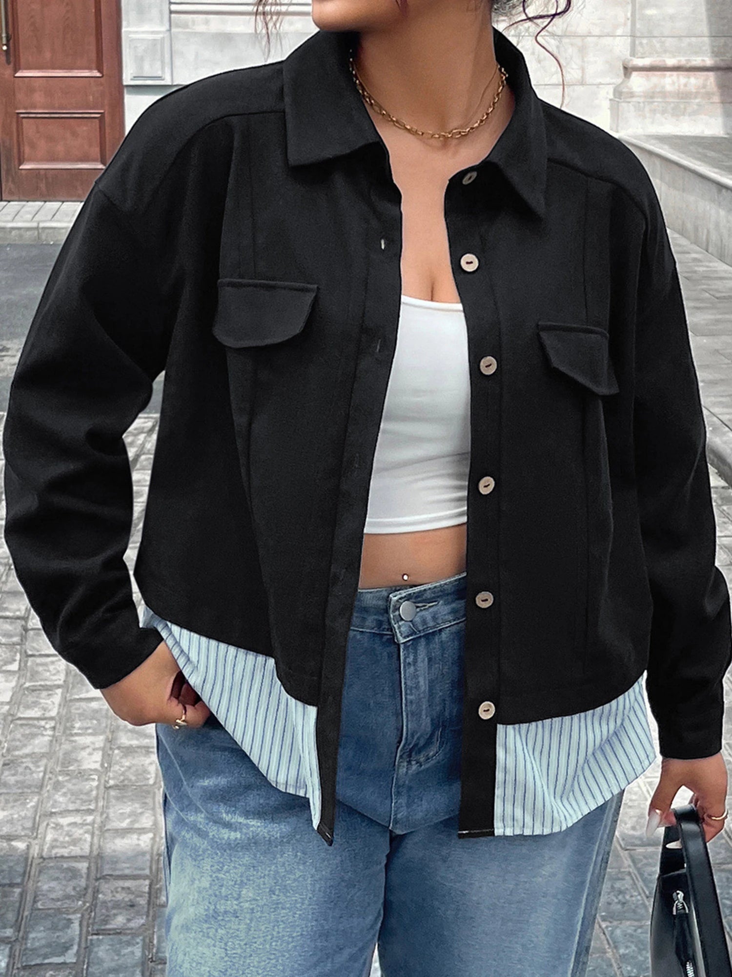 Striped Patchwork Fall Jacket