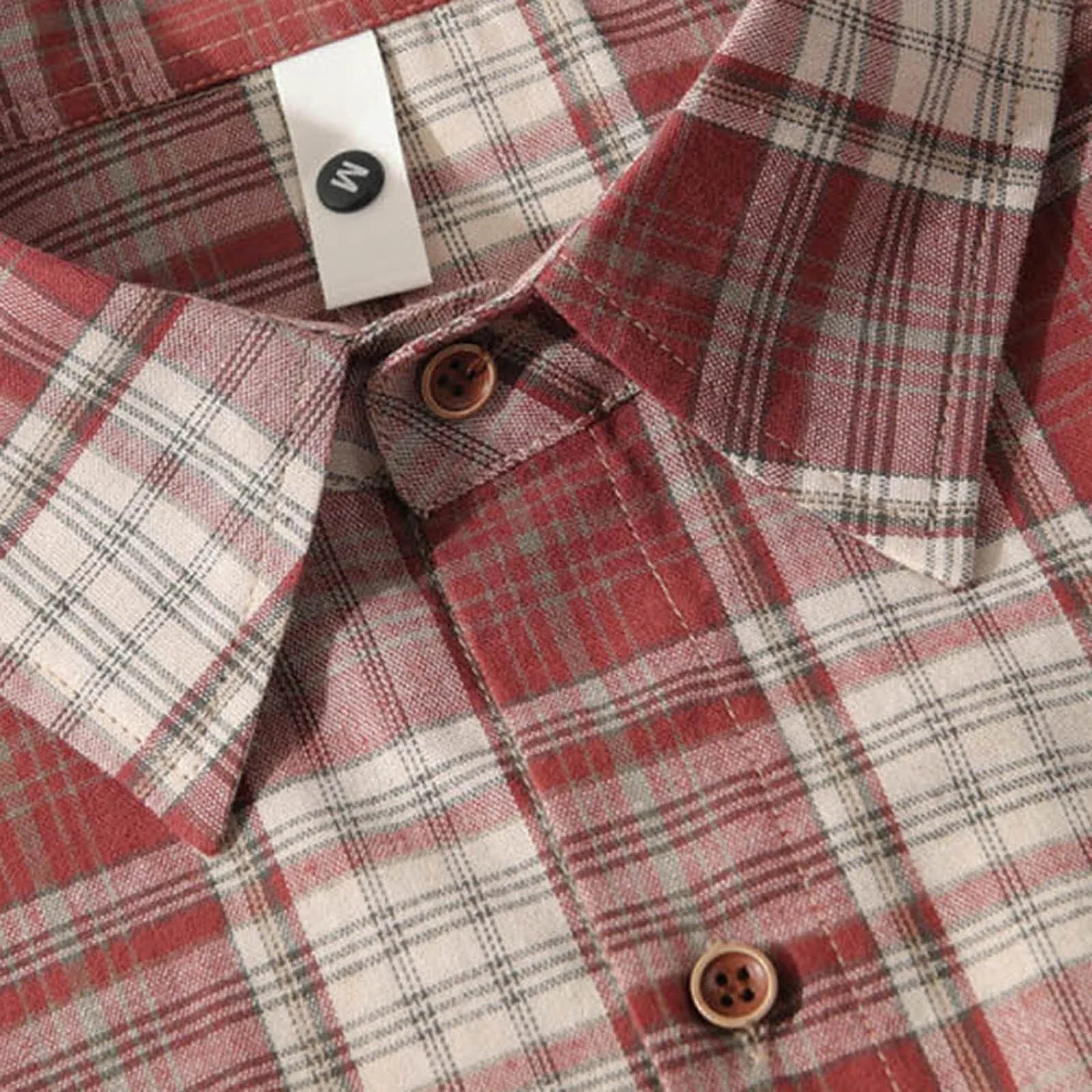 Men’s Loose Plaid Linen Button Down Shirt