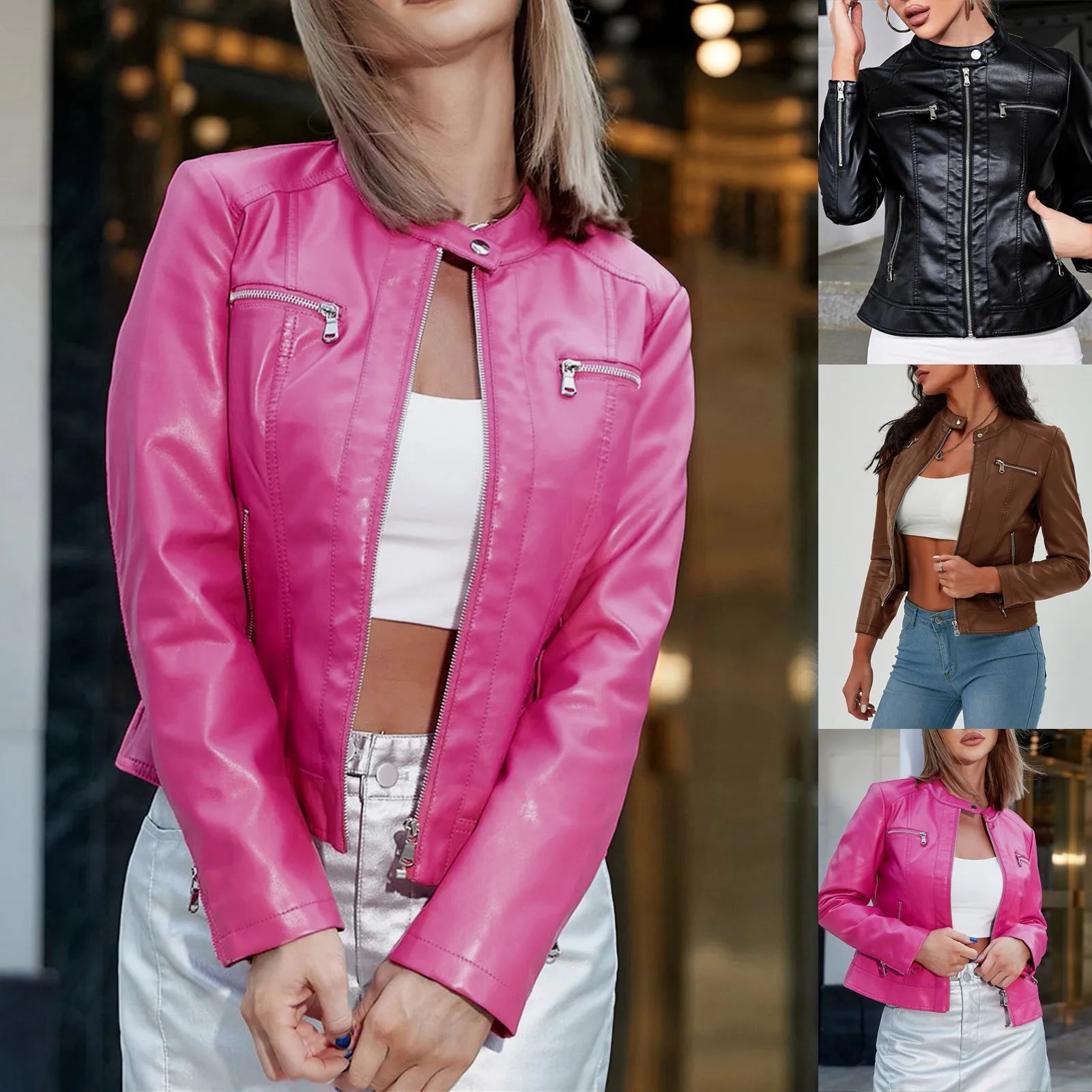 Patent Moto Leather Jacket