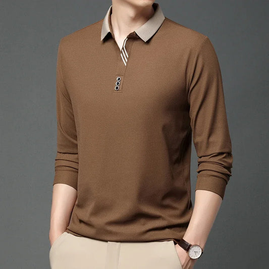 Men's Solid Color Business Casual Polo Shirt