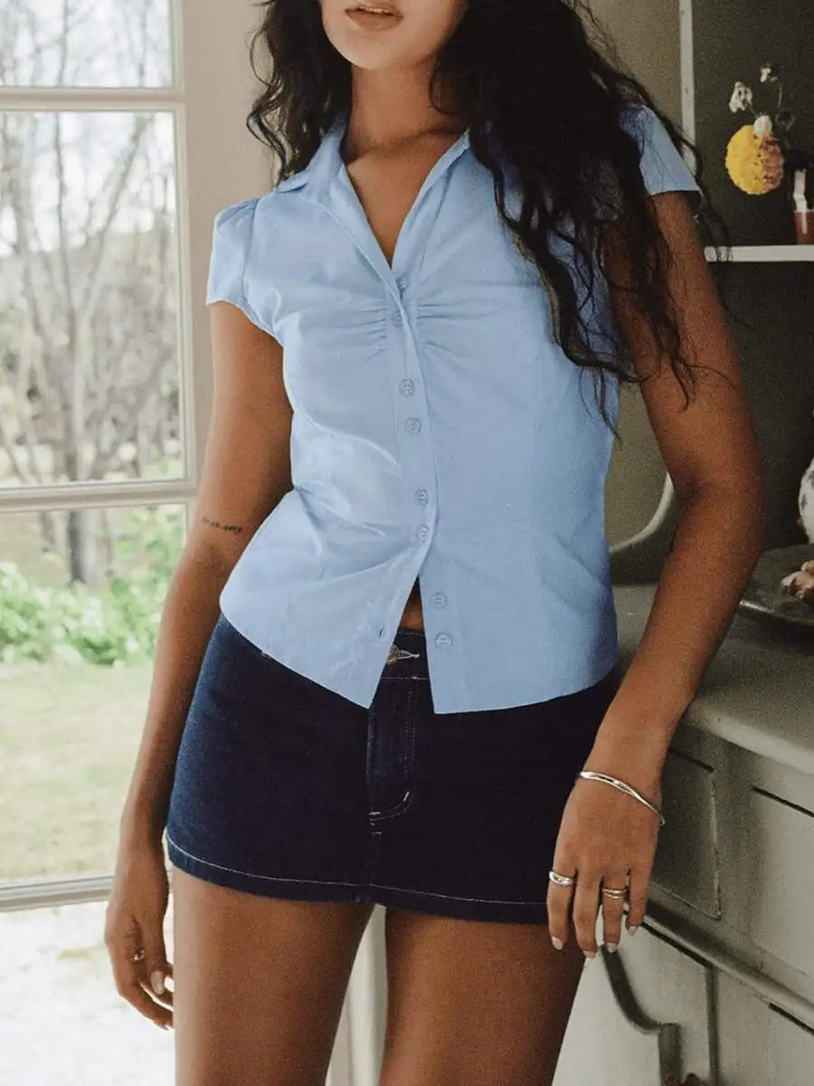 Women's Crop Button Down Shirt