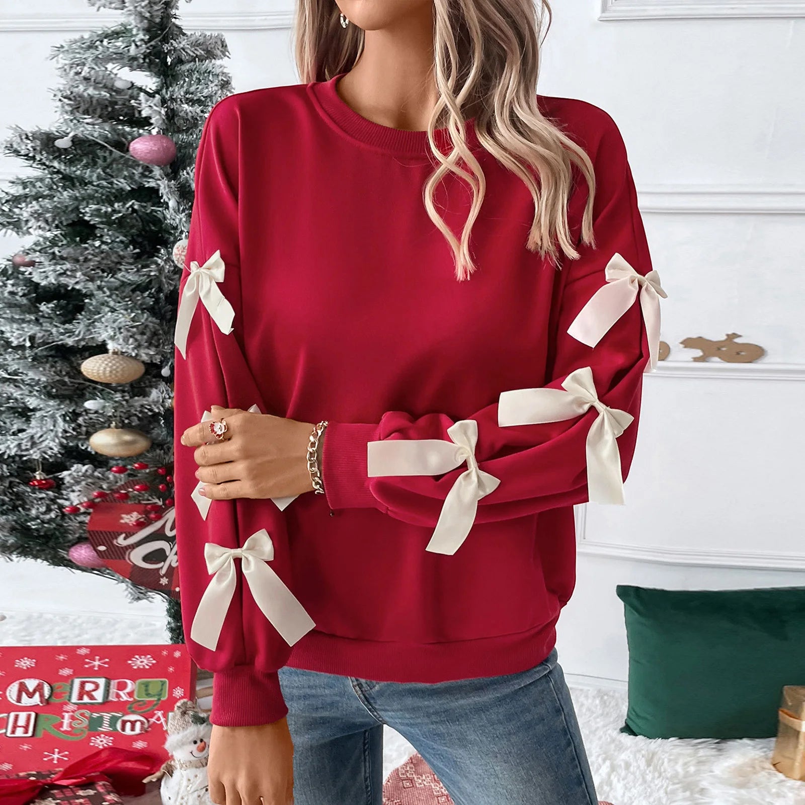Red Bow Christmas Sweatshirt