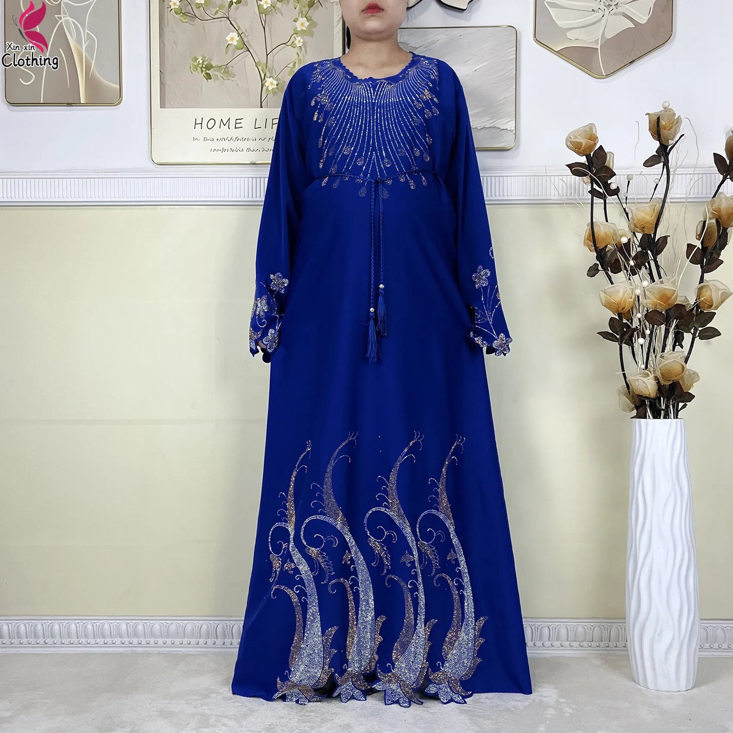 Elegant Women’s Chiffon Diamond Abaya Dress