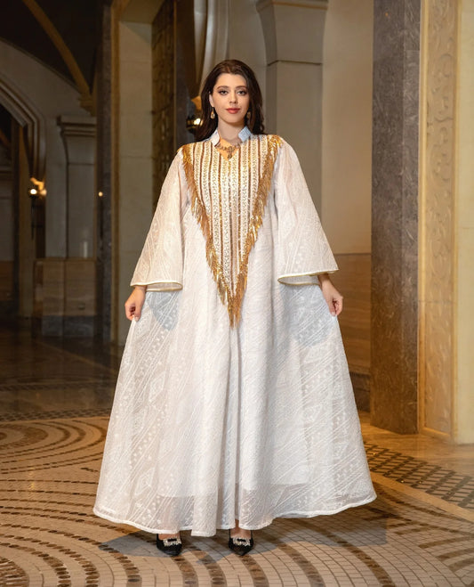 Trim Abaya with Embroidered Texture