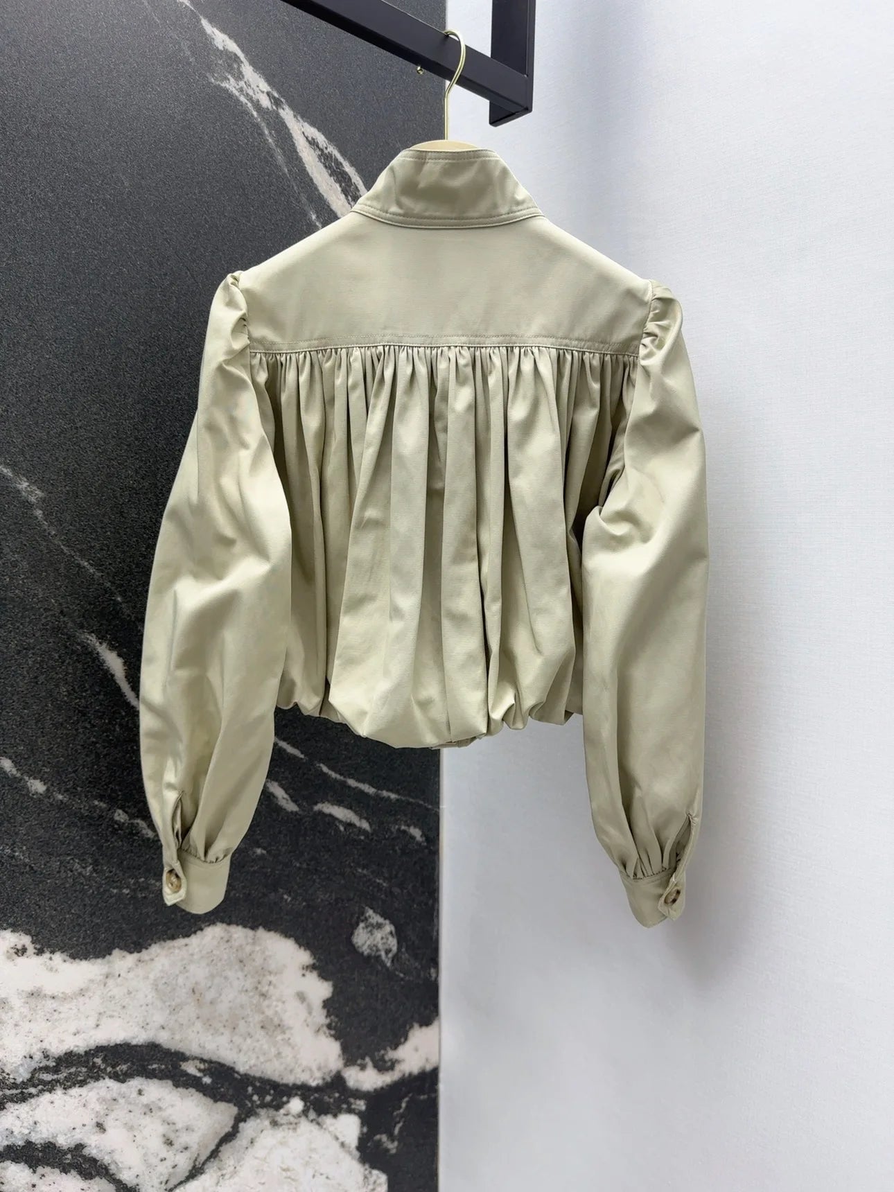 Pleated Lantern Sleeve Jacket