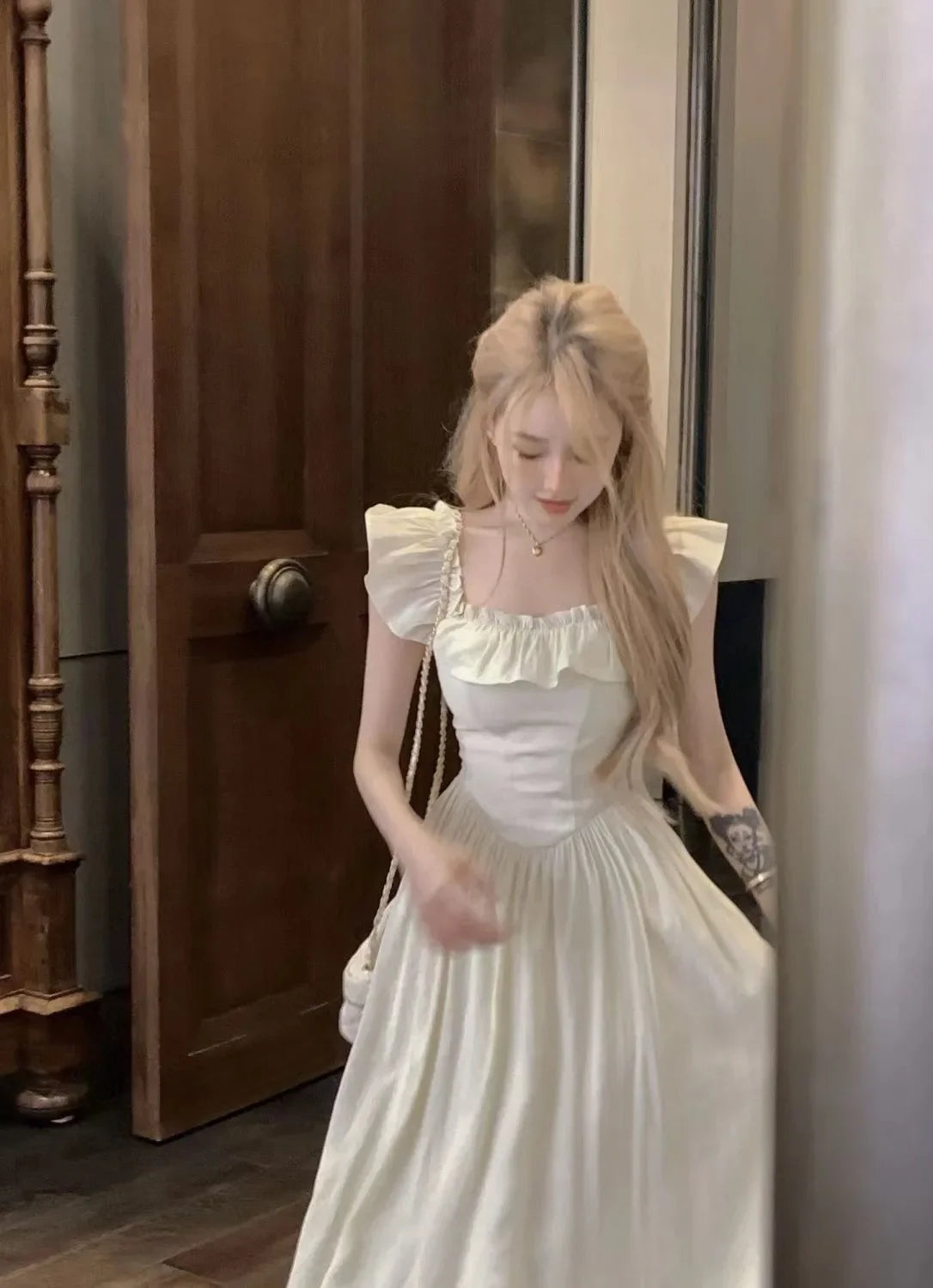 Peach Gelatinous Slip Dress