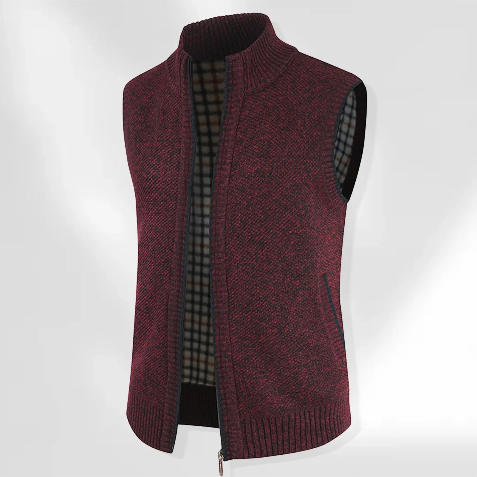 Plaid Turtleneck Sweater Vest