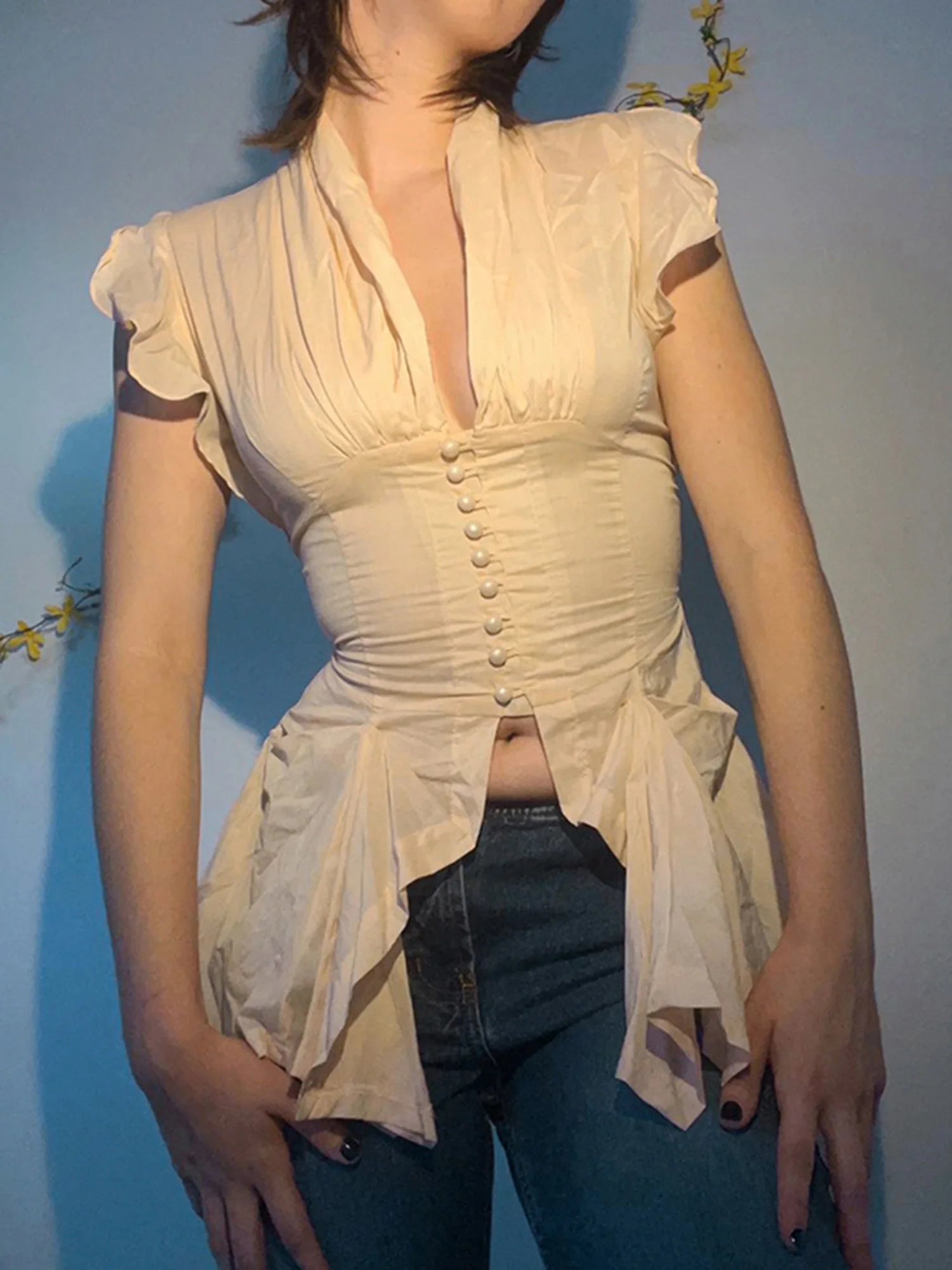 Sleeveless Ruffle Blouse