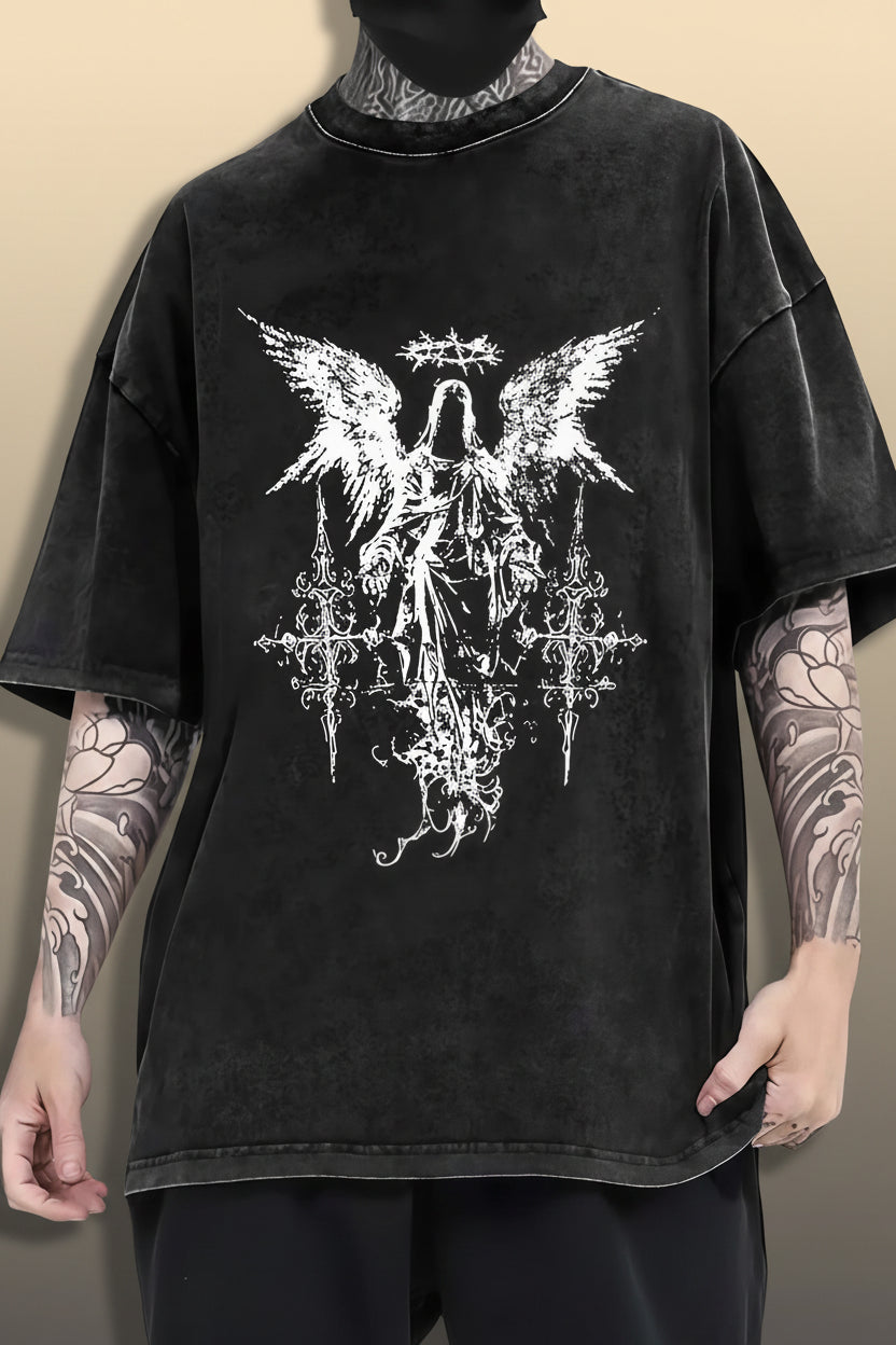 Vintage Gothic Angel Oversized T-Shirt
