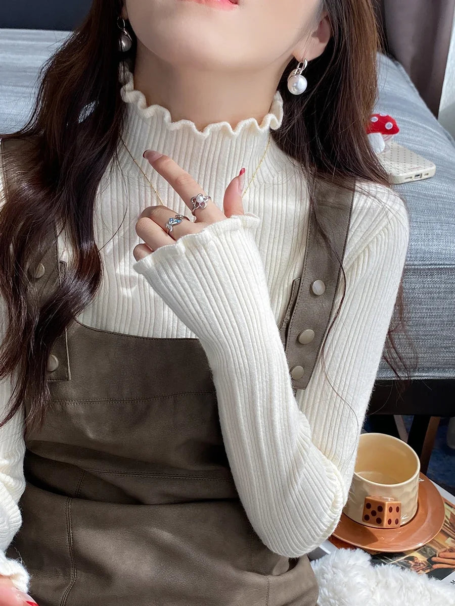 Ruched Turtleneck Sweater